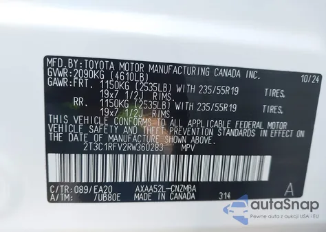 2024 Toyota Rav4 Xle Premium from USA, damaged, VIN 2T3C1RFV2RW360283